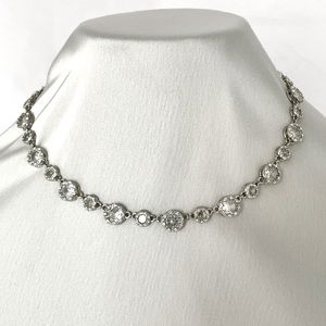 Silver and Crystal Necklace in silver setting NWOT